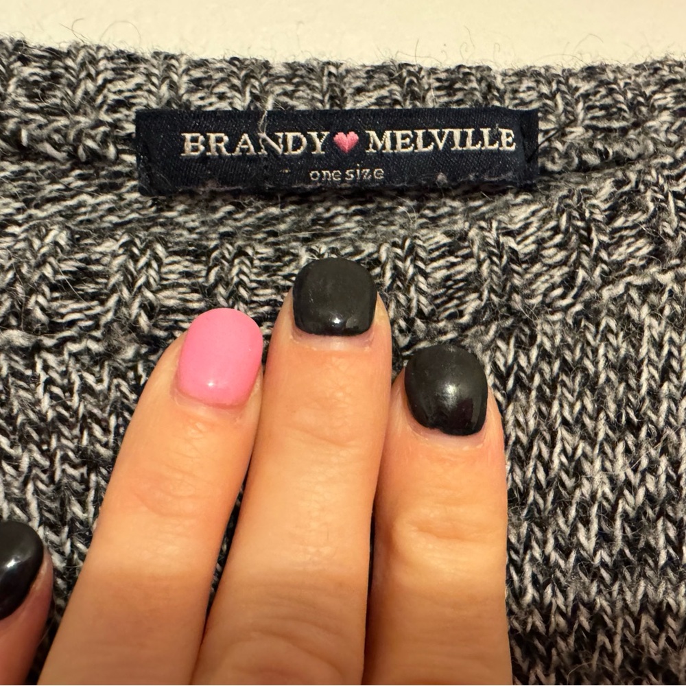 Brandy Melville Veena Varsity Striped Heather Grey Sweater One Size Fits Most - Picture 7 of 7